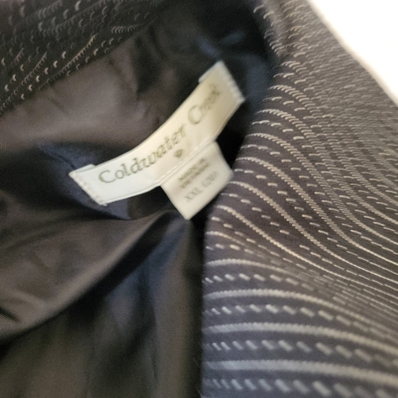 Coldwater Creek Blazer Womens Black White Striped Jacket Open Front - Picture 4 of 8